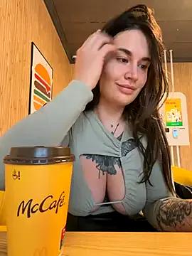 TattooGirlAlia — Pussy show in the macdonalds